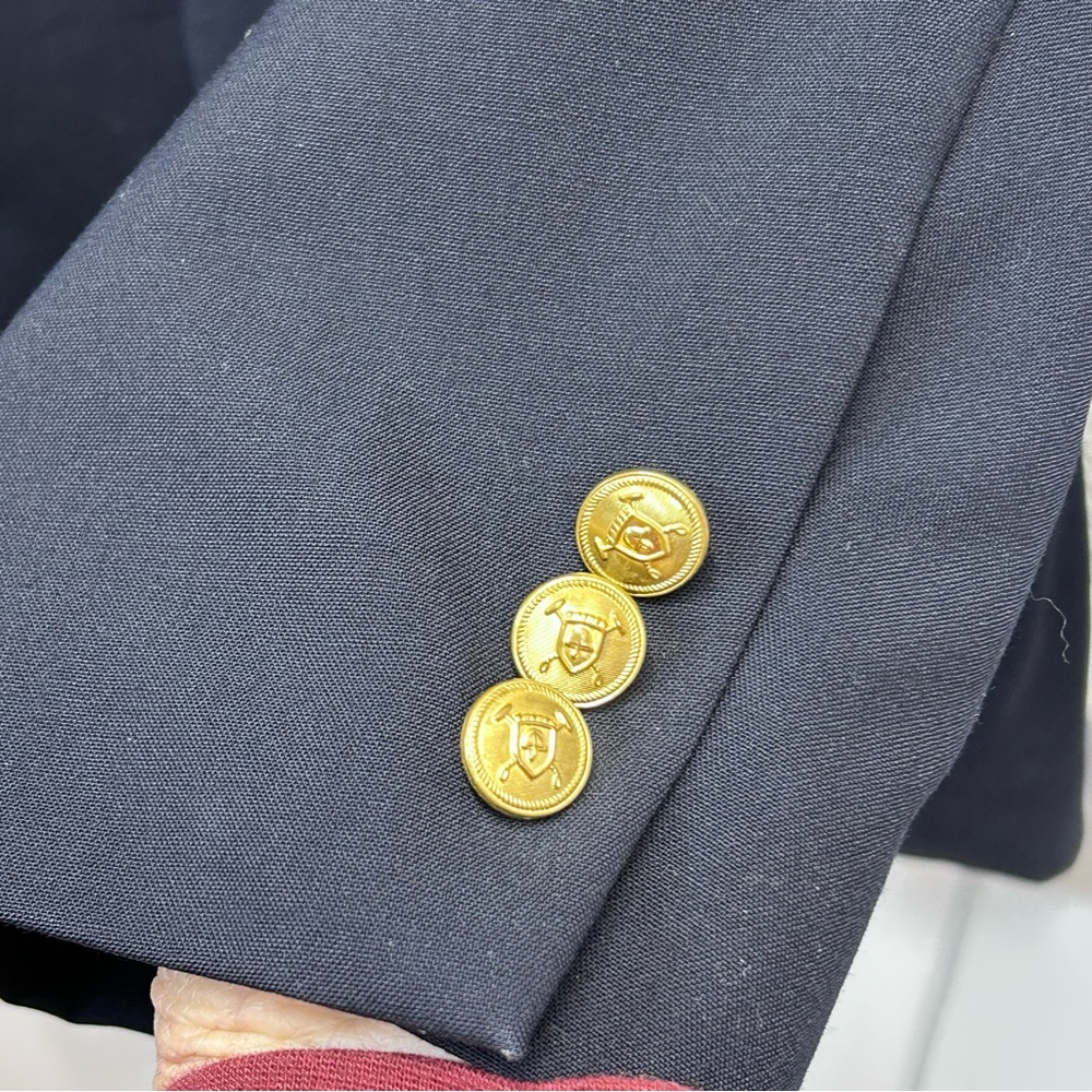 New Castle & York Men's 48R Navy Blue Gold 2-Button Vintage Blazer Jacket Coat - Picture 3 of 8